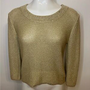 Women’s Sparkly Gold Long Sleeve Sweater by Ruby Rd Size Petite Small